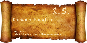 Karbach Sarolta névjegykártya
